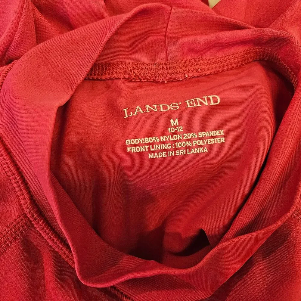 Lands' End Girls Rash Guard Size M 10-12 Pink Ice Pop Heart Swim Shirt UPF 50+